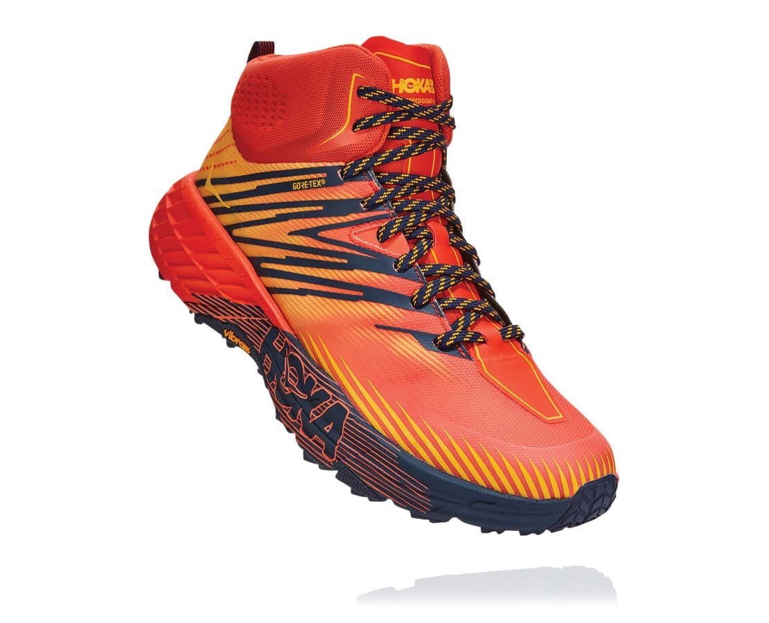 Hoka One One Speedgoat Mid Gore-Tex 2 Férfi Túrabakancs Piros / Arany [FBEAP-4213]